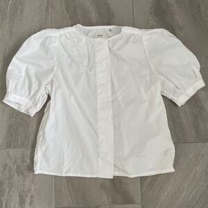 Aritzia Wilfred Puff Sleeve Scalloped Trim Blouse